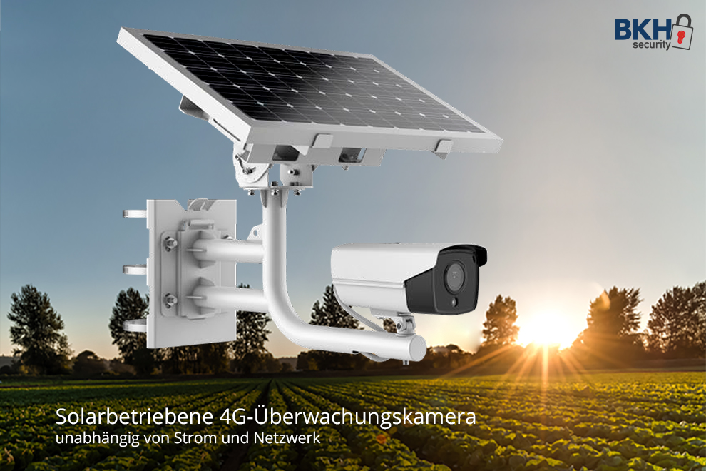 4G Überwachungskamera mit Solar-Energie – unabhängig von Strom- und Netzwerkanschluss. Das 40 W Photovoltaik-Panel speichert die Solar-Energie für den autonomen Betrieb, inkl. Akku.